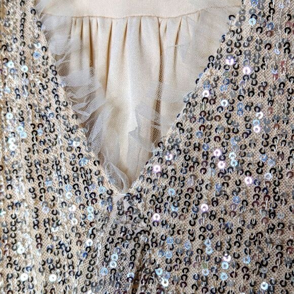 M by MNK Blush Sequined Cap Sleeve Babydoll Cocktail Mini Dress sizes M & L - Picture 8 of 16